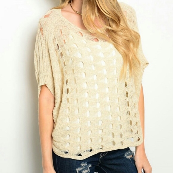 Cream Open Knit Sweater NWT - Picture 2 of 3